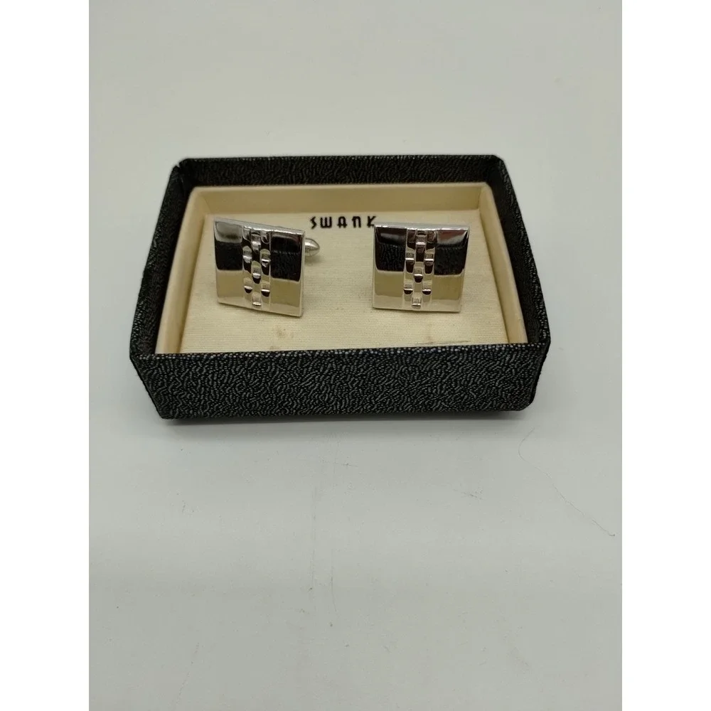 Vintage Men's Swank Silver Tone Cuff Links